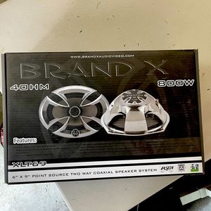 6x9 Brand X speakers new in Box, never used. Purchased for the Harley.
